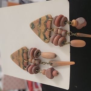 Wooden beaded earrings